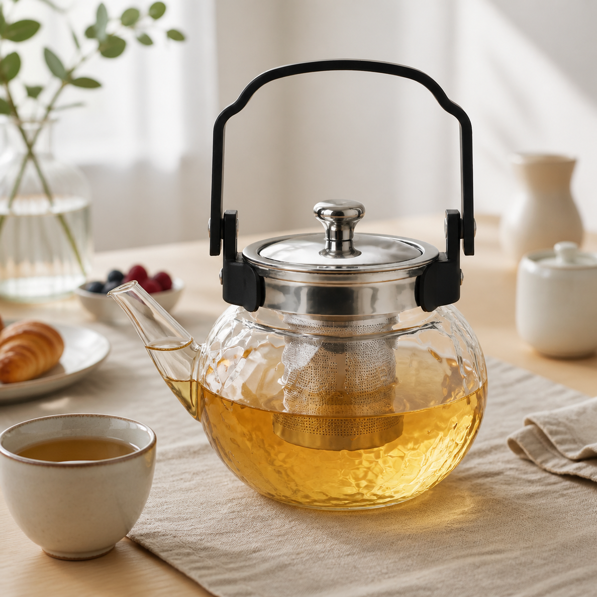 Tetera Infusor De Vidrio Té Infusor Acero Inoxidable 1.5 Lts