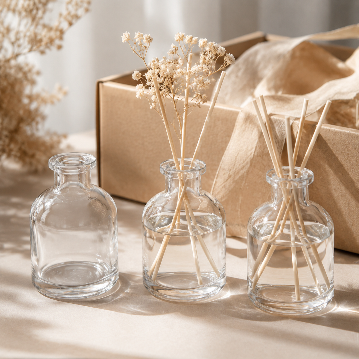Pack 5 Botellas De Vidrio Difusor De Aromas 50 Ml