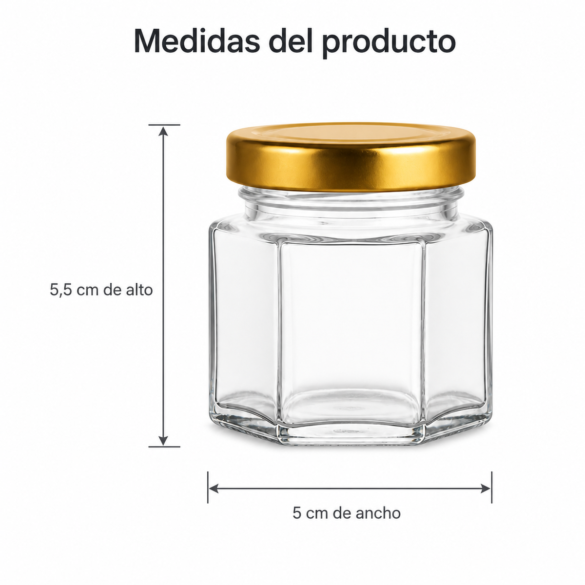 Pack Frascos Hexagonales de Vidrio 60 ml con Tapa | 12, 18 o 24 Unidades