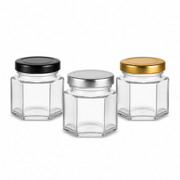 Pack Frascos Hexagonales de Vidrio 60 ml con Tapa | 12, 18 o 24 Unidades