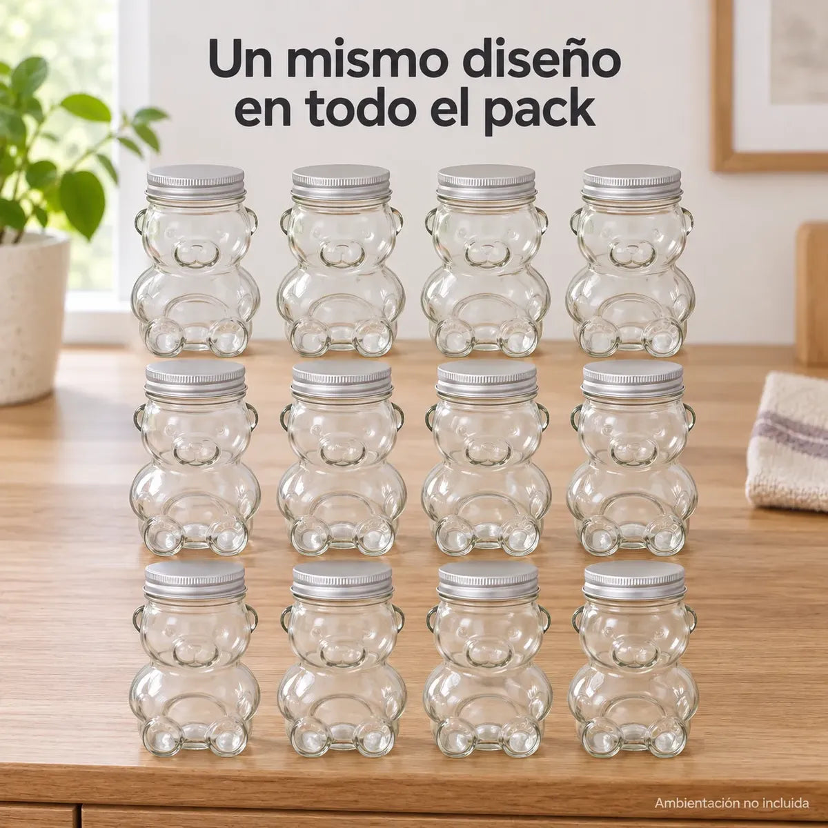 Pack 12 Botella Osito De Vidrio 130 Ml