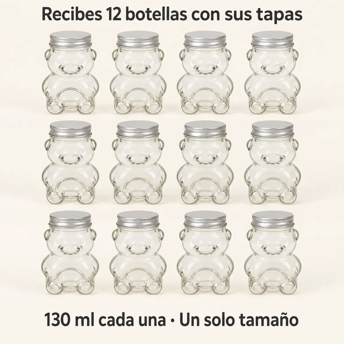 Pack 12 Botella Osito De Vidrio 130 Ml