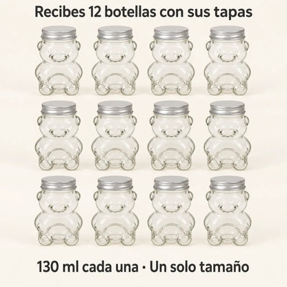 Pack 12 Botella Osito De Vidrio 130 Ml