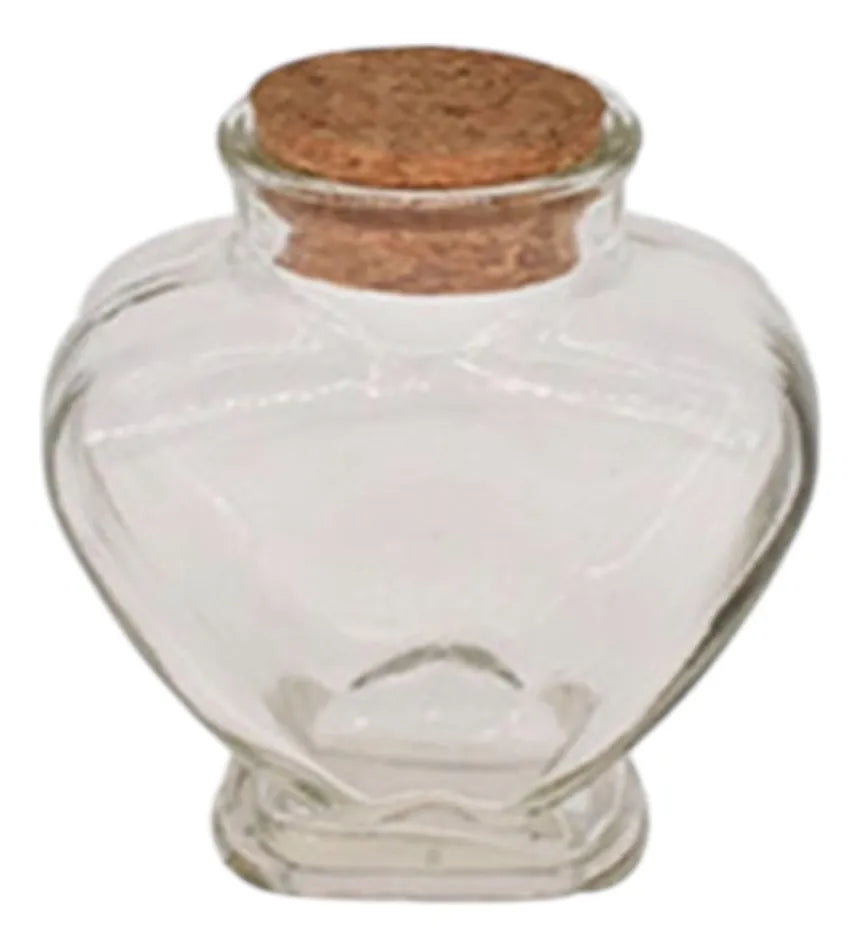 Pack 12frasco De Vidrio En Forma De Corazón Con Corcho 150ml