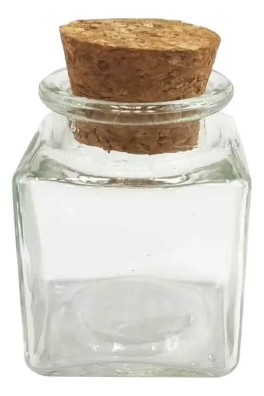 Pack 12 Frascos De Vidrio 50ml Cuadrado Con Tapa De Corcho