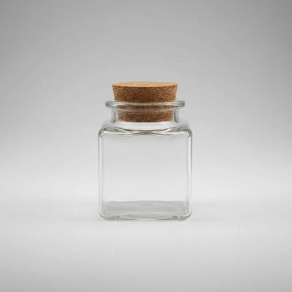 Pack 12 Frascos De Vidrio 50ml Cuadrado Con Tapa De Corcho