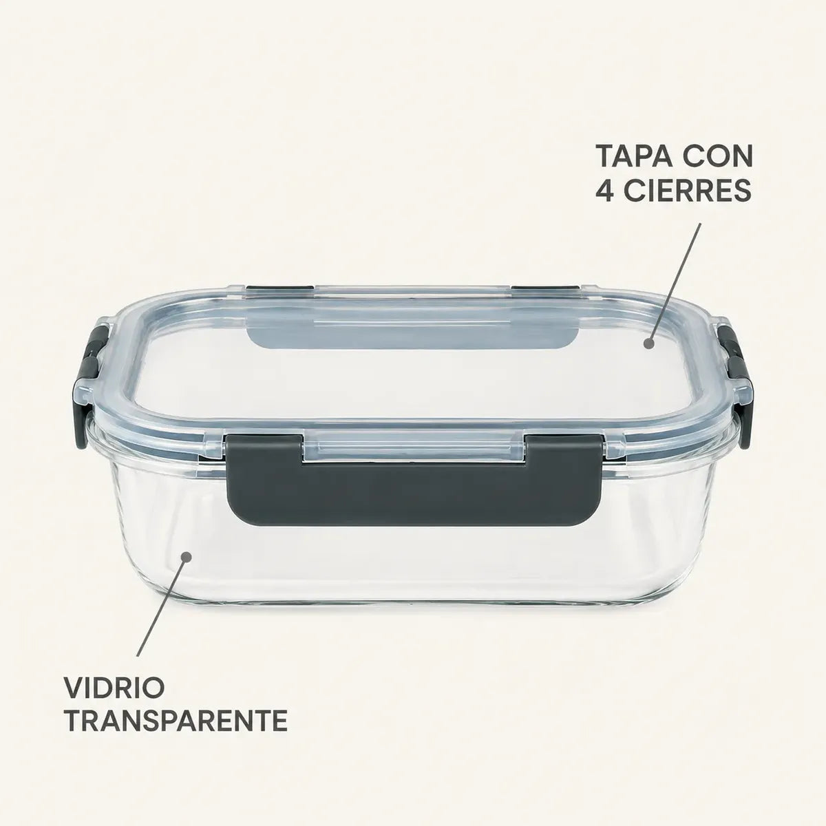Pack 3 Tupper Hermético Vidrio 1040 Ml