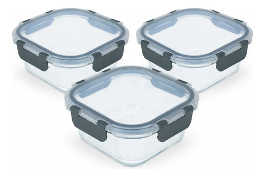 Pack 3 Tupper Hermético Vidrio 1200ml
