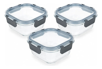 Pack De 3 Tupper Hermético Vidrio 520ml
