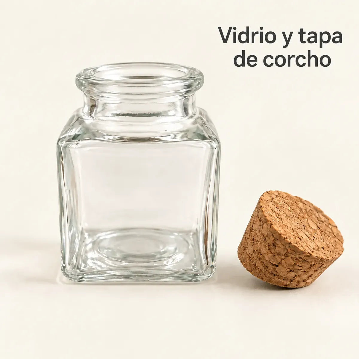 Pack 4 Frascos De Vidrio 50ml Cuadrado Con Tapa De Corcho