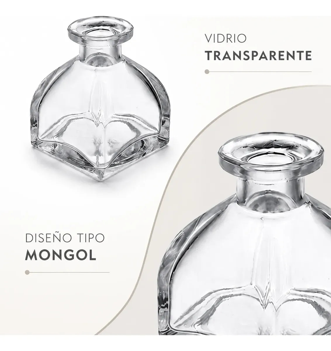 Pack 5 Frascos De Vidrio 50 Ml Tipo Mongol Para Difusor