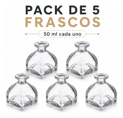 Pack 5 Frascos De Vidrio 50 Ml Tipo Mongol Para Difusor