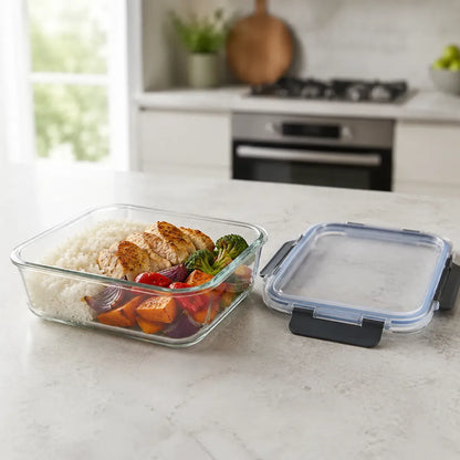 Set 2 Tupper Hermético Vidrio 1040ml