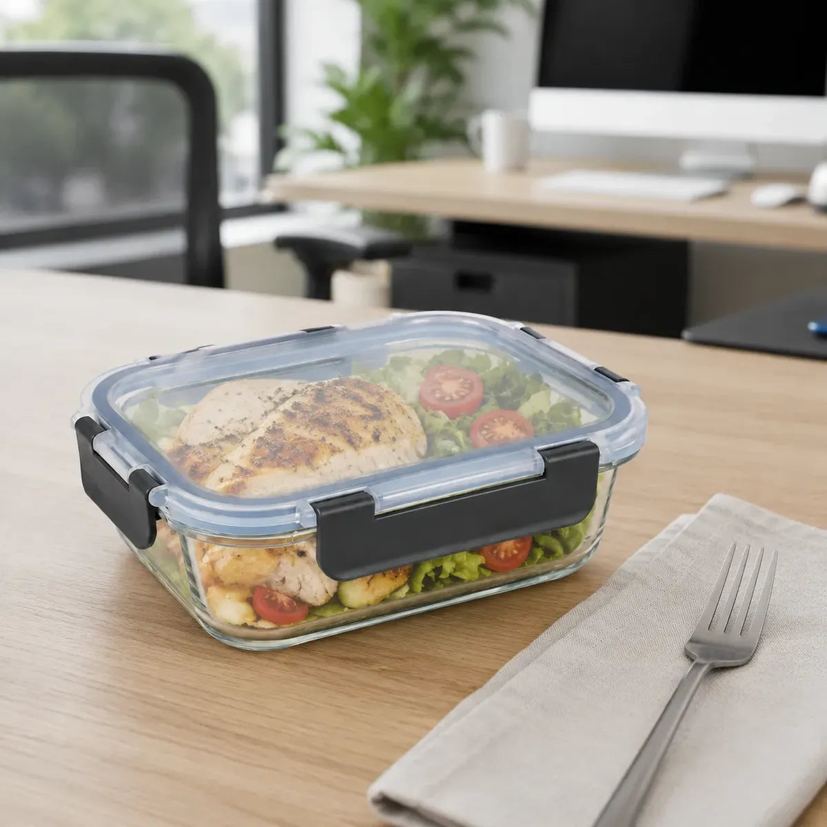 Set 2 Tupper Hermético Vidrio 1040ml
