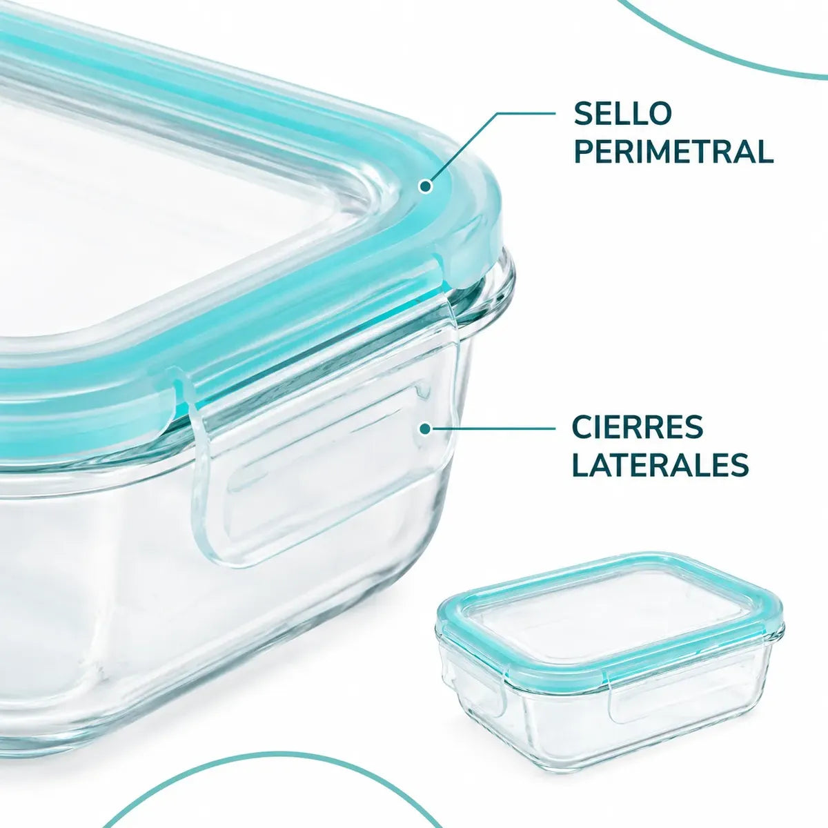 Set 2 Tupper Hermético Vidrio 1520ml Transparente