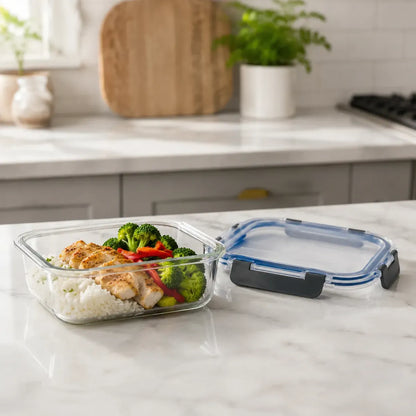 Set 3 Tupper Hermético Vidrio 640ml