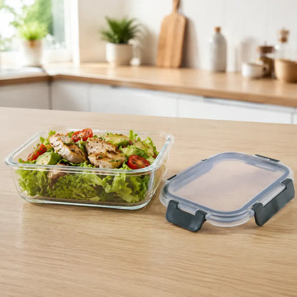 Set 4 Tupper Hermético Vidrio 370ml