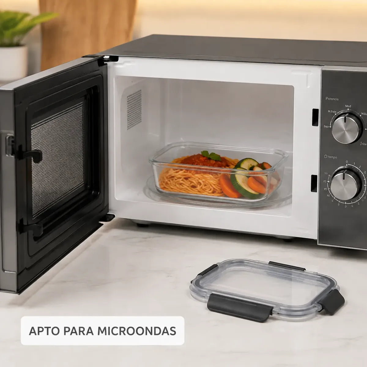 Set 4 Tupper Hermético Vidrio 370ml