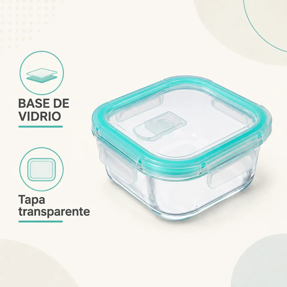 Set 4 Tupper Hermético Vidrio 520ml Transparente