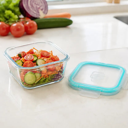 Set 4 Tupper Hermético Vidrio 520ml Transparente