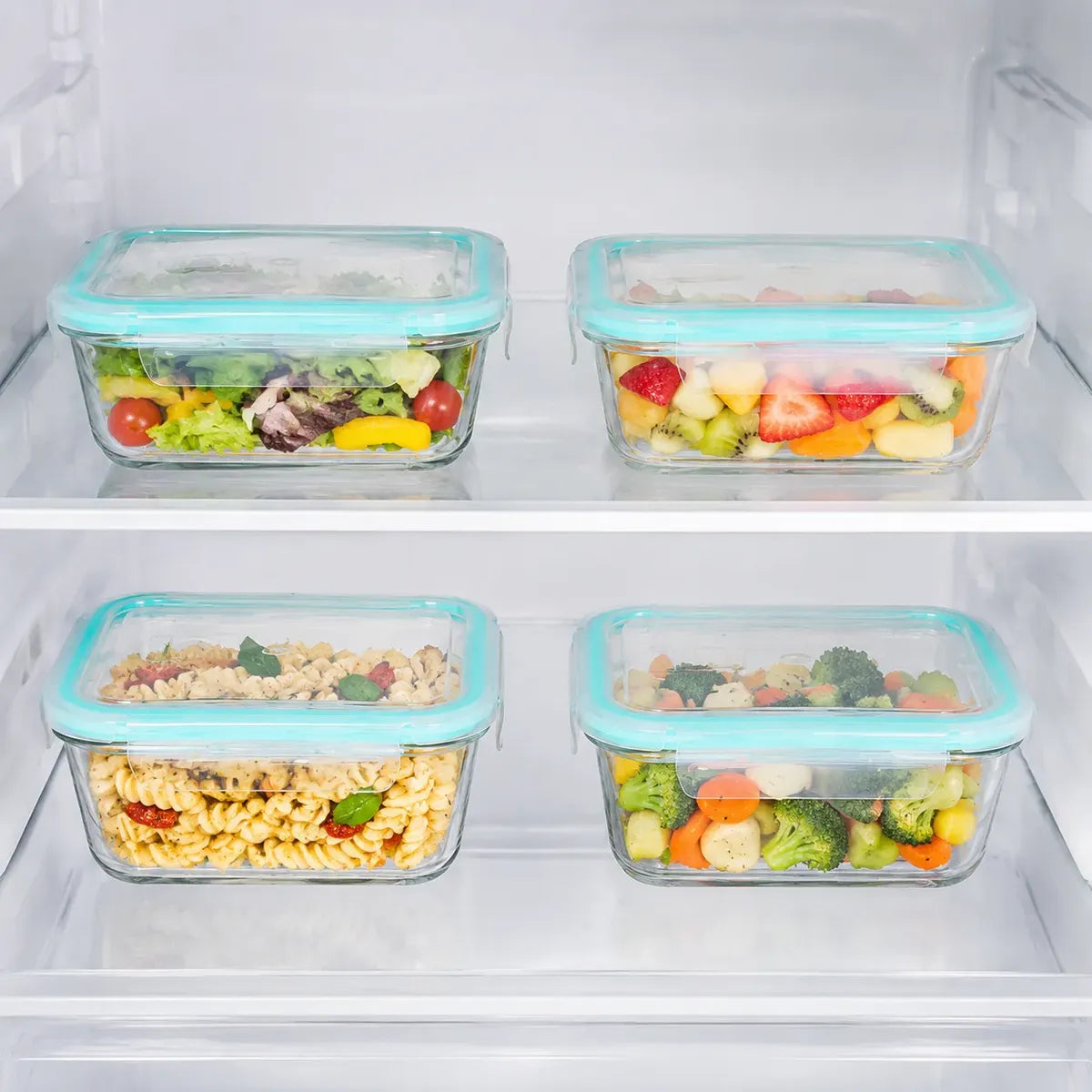 Set 4 Tupper Hermético Vidrio 640 Ml