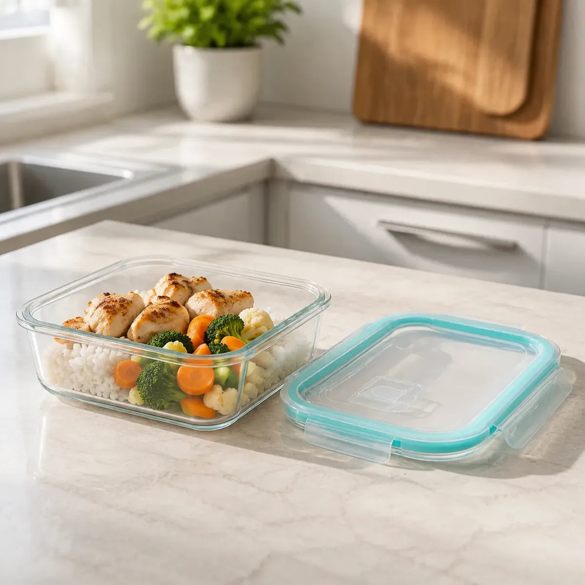 Set 4 Tupper Hermético Vidrio 640 Ml