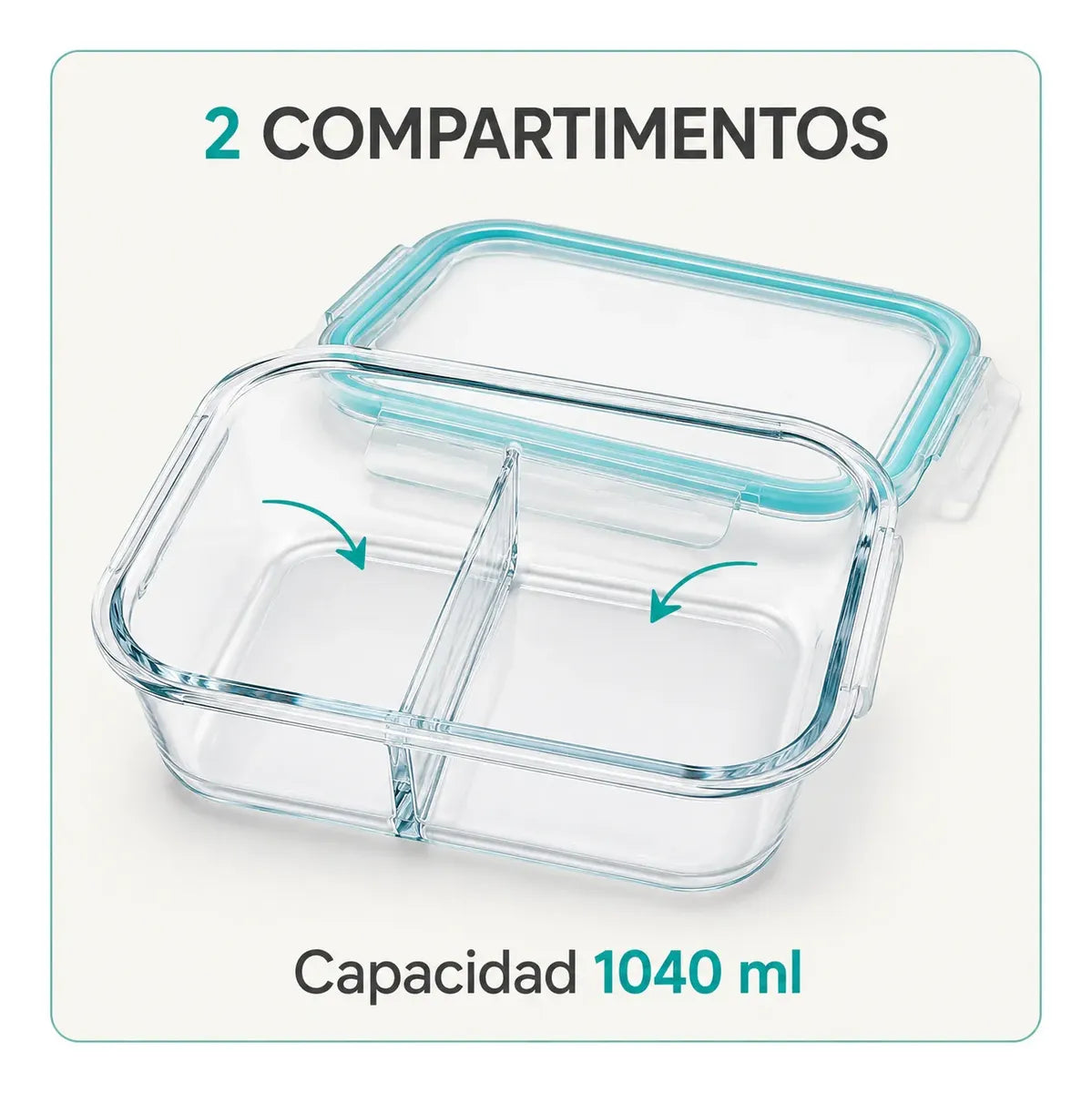 Tupper Hermético Vidrio 1040ml Transparente