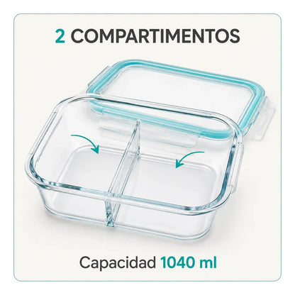 Tupper Hermético Vidrio 1040ml Transparente