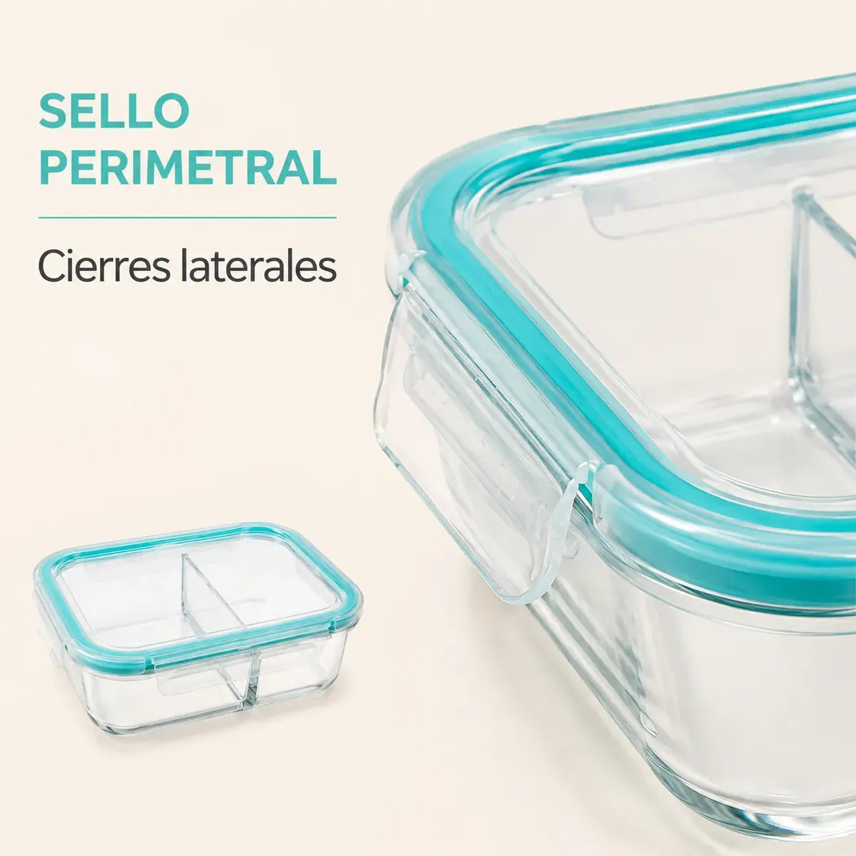 Tupper Hermético Vidrio 1040ml Transparente