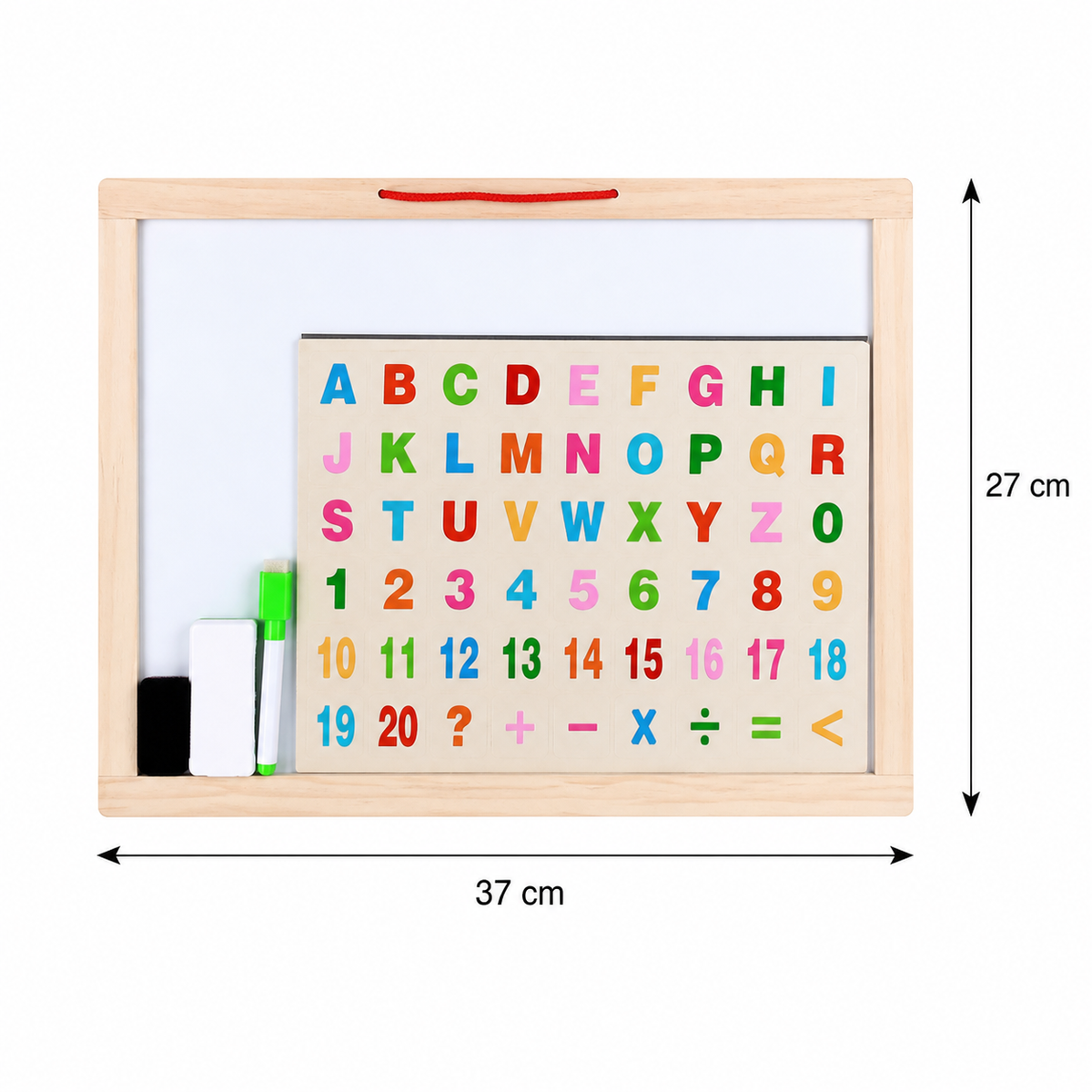 Medidas 37 por 27 cm del juego educativo de ortografía