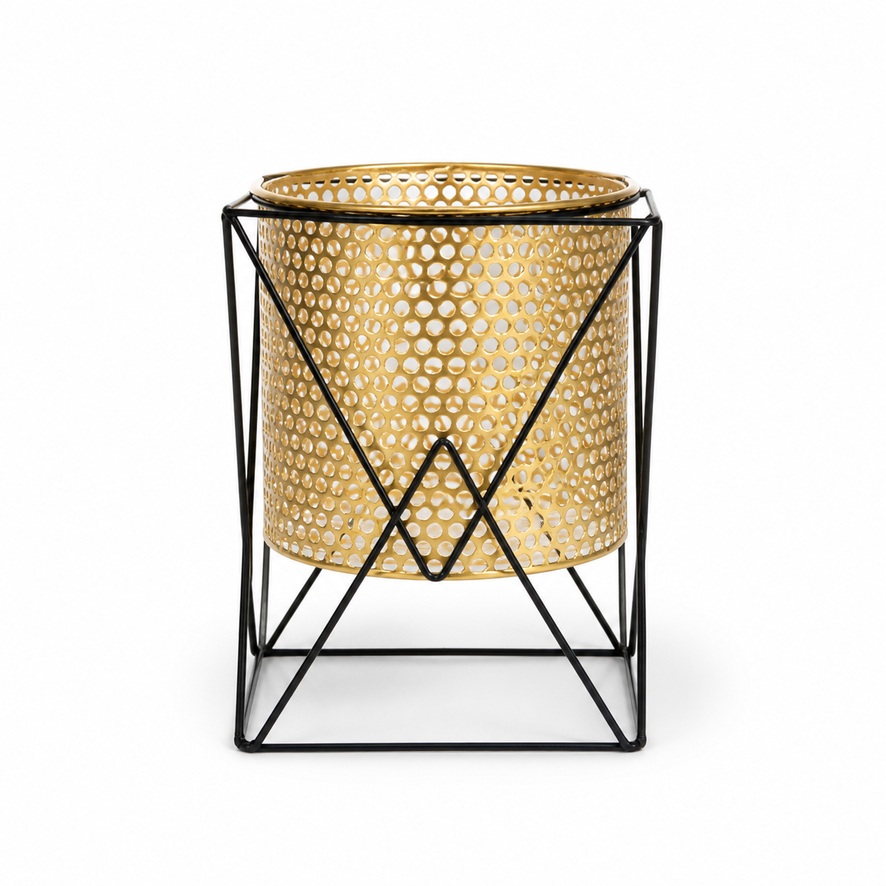 Variante B – macetero decorativo metálico elevado