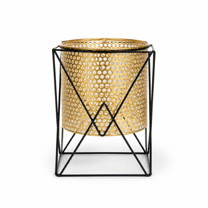 Variante B – macetero decorativo metálico elevado