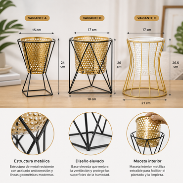 Detalles de estructura y maceta interior