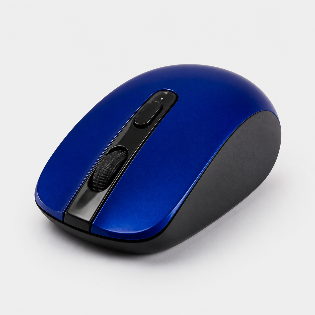 Mouse inalámbrico azul en vista de estudio