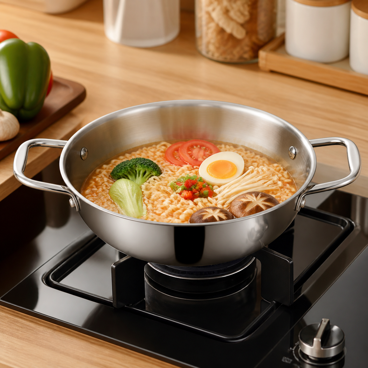 Olla de 26 cm preparando ramen