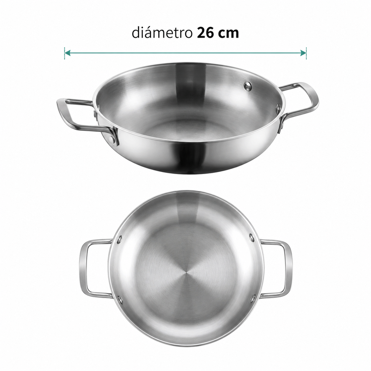 Medida de diámetro de olla de acero inoxidable