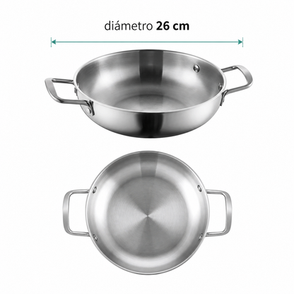 Medida de diámetro de olla de acero inoxidable