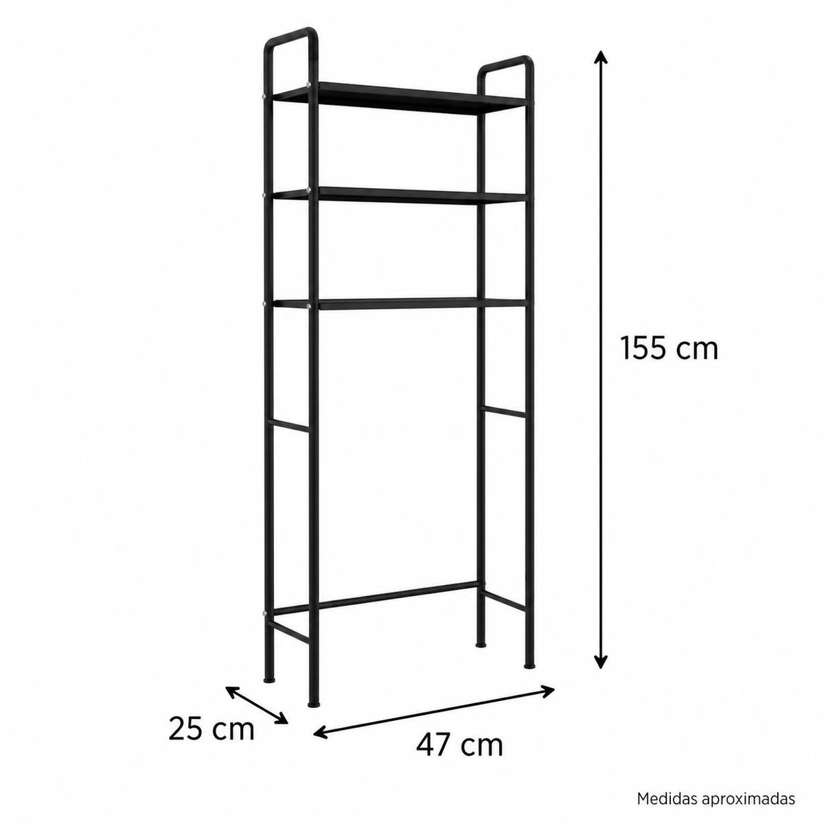 over toilet rack con medidas aproximadas