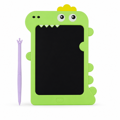 Pizarra LCD infantil de dinosaurio verde de 10 pulgadas con lápiz