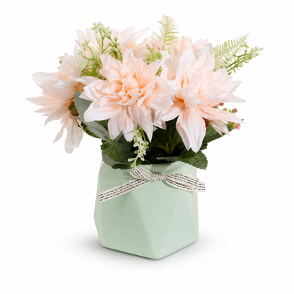 Variante H – planta artificial de plástico en maceta decorativa