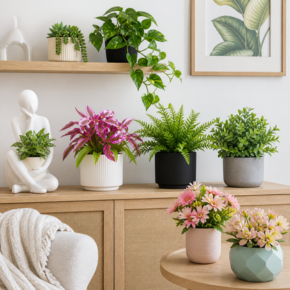 Plantas artificiales decorando una sala