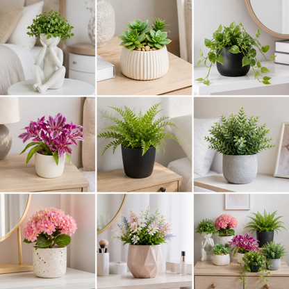 Plantas artificiales en distintos ambientes del hogar