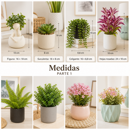 Medidas de cuatro diseños de plantas artificiales