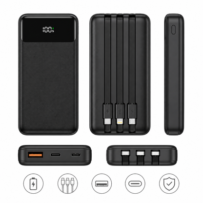 Vistas y funciones del power bank de 10000 mAh