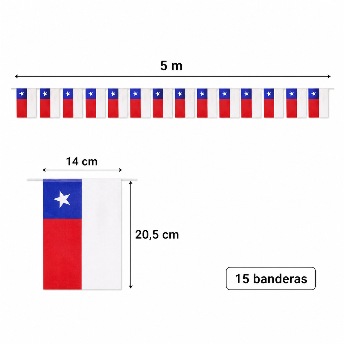Guirnalda rectangular de banderas de Chile - imagen 6