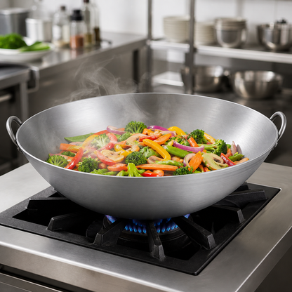 Wok de Acero con Dos Asas 55 cm Espesor 1,5 mm - cocción de verduras