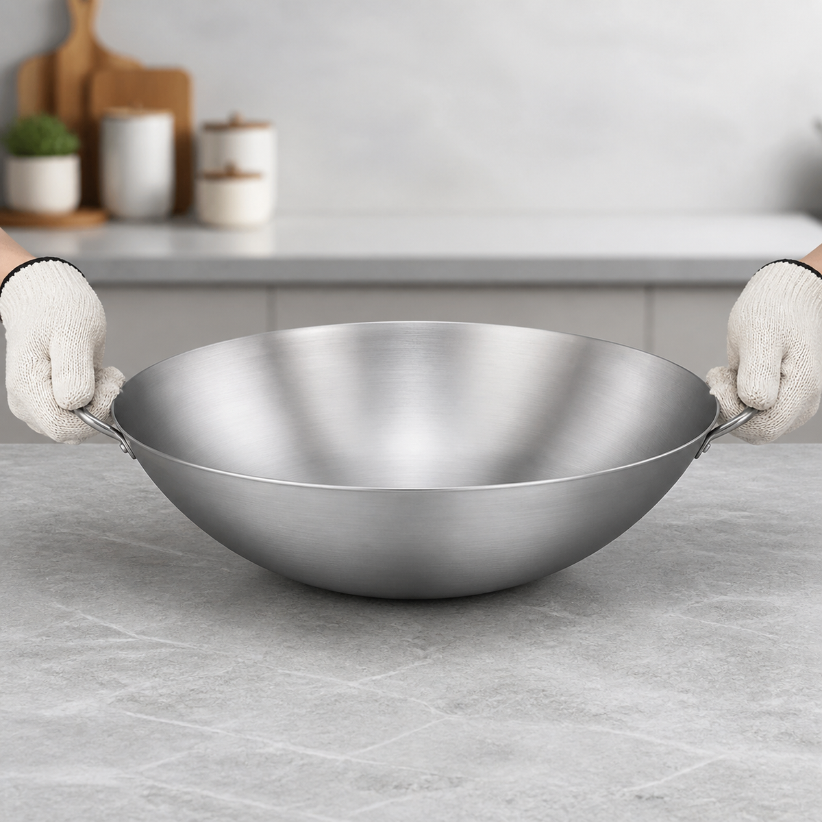 Wok de Acero con Dos Asas 55 cm Espesor 1,5 mm - funcionalidad de agarre con dos asas