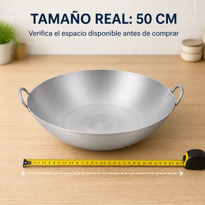 Wok de acero inoxidable 50 cm con dos asas, vista 5